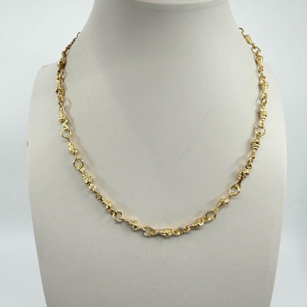 Gold Tone Shell Link Chain Necklace Statement Boho Beach Jewelry Gift Accessory